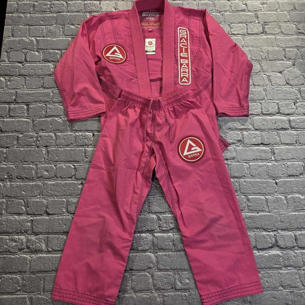 Gracie Barra Equipe Edition Kids Unisex BJJ Gi Uniform Set Pink Y4